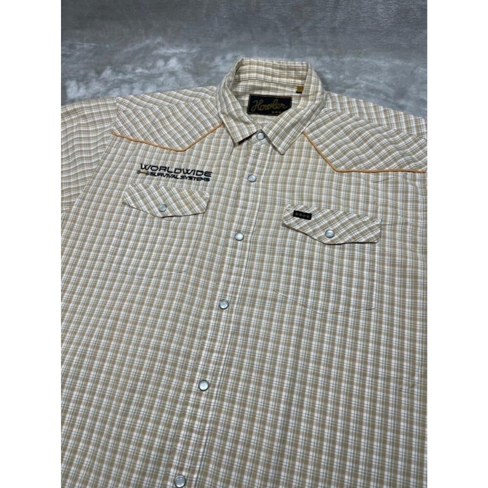 Howler Bros Button Up Shirt Men Large Pearl Snap Short Sleeve Plaid